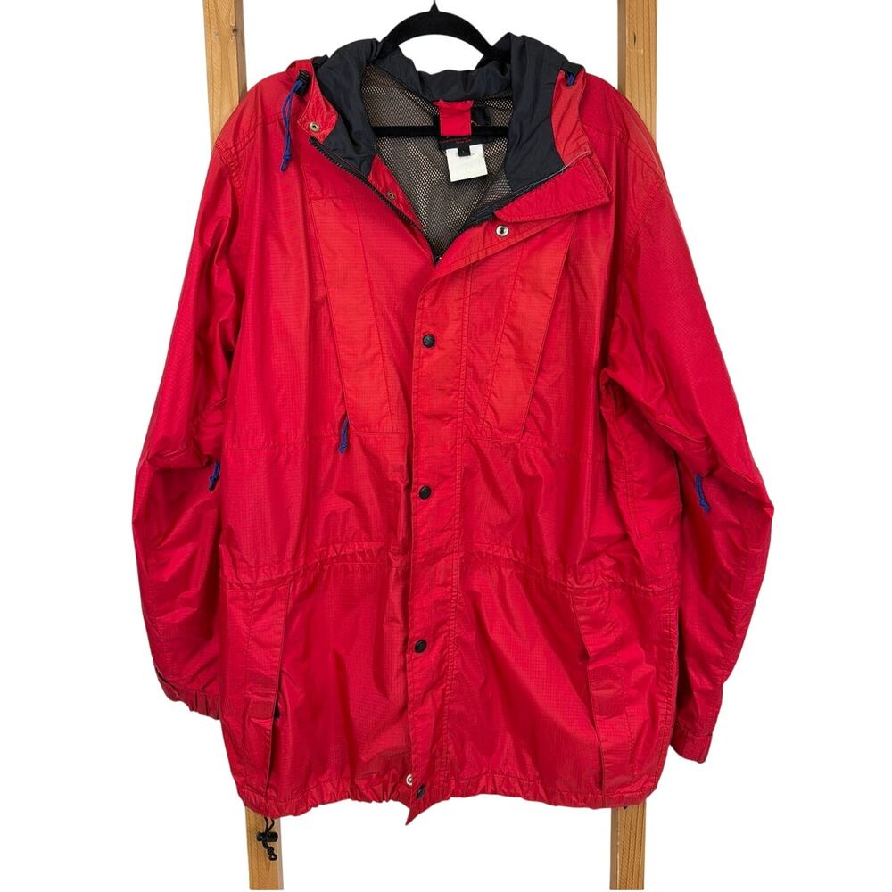 REI Red Hooded Outdoor Performance GoreTex Trekking Coat Jacket Large